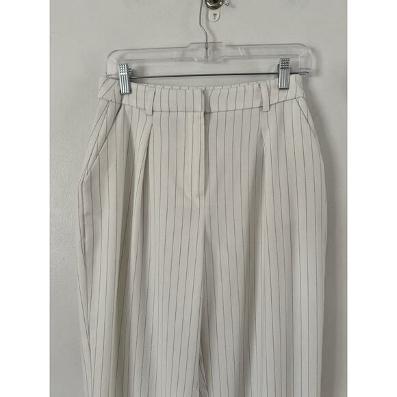 Reserved Clothing Pinstripe Wide Leg Pleated High Rise Trouser Pants Women’s Med - Picture 4 of 7